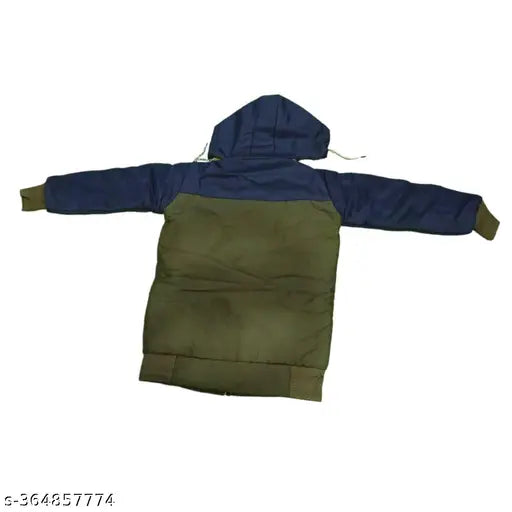 Stylish polycotton winter jacket with long sleeves for boys, solid color, designed for an energetic look and perfect fit