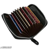 Leather wallet with 9 card slots & 2 money pockets, printed design for free size accessory