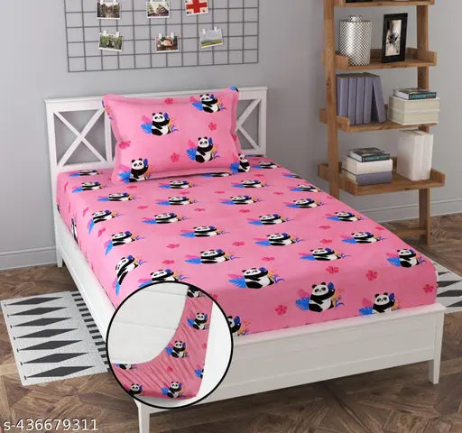 Cotton Mickey Mouse-themed Superfine ElasticBedsheet (60X90 Inch) & Pillow Covers, ideal for summer - DEVICE Brand