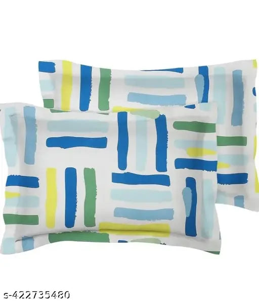 Striped elastic cotton bedsheets (Double Queen), super soft & breathable, 78 x 727 inches with 2 king-size pillow covers