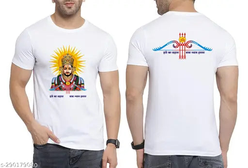 Unisex Khatu Shyam 130gsm Polyester T-Shirt, printed with unique design in white half sleeves