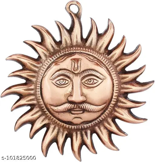 Brass decorative Wall Hanging Lord Sun Idol, ideal for housewarming and Vastu enhancement, 1 inch in length, height, and breadth
