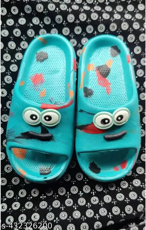 Cartoon printed EVA flip-flop slippers for boys, solid net design, durable and lightweight footwear