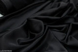 Men's black round neck polyester t-shirts, short sleeves, solid design. S (36in x 26in), M (38in x 27in), L (40in x 28in), XL (42in x 29in). India-made