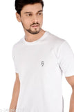 Men's regular cotton round neck fit short sleeves T-shirt (white), solid design, perfect for casual sports wear