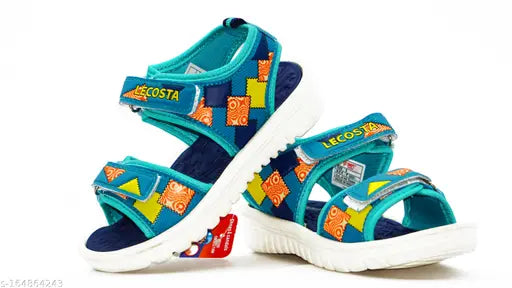 Limited Edition Sea Green Lecosta boys sandals, patent leather and EVA sole for kids aged 5 to 10 years, printed net design on display