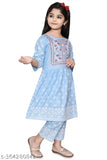 Girls Rayon Festive Party Kurta & Plazo Set, three-quarter sleeves, printed design, rayon fabric