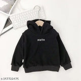 Black kids winter hoodie with printed design, fleece lining for warmth and comfort, suitable for boys and girls aged 12 months to 10 years