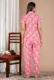 Printed rayon nightsuit for women, trendy and vibrant daily wear set with short sleeves on display
