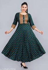 Rayon three-quarter sleeve kurti, printed combo - vibrant Indian women's fashion