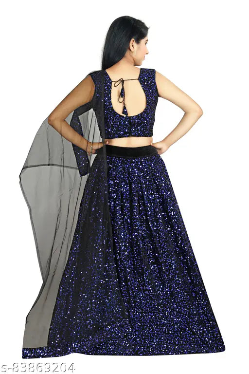 Embellished velvet and silk-blend lehenga choli set, embroidered dupatta, semi-stitched, trendy Indian attire for 3-14 years