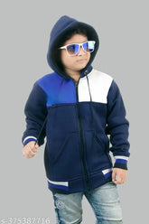Navy Blue Cotton Casual Jacket for Boys - Colorblocked design, premium quality, pack of 1