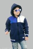 Navy Blue Cotton Casual Jacket for Boys - Colorblocked design, premium quality, pack of 1