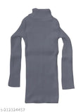Warm wool skivvy for winter (pack of 2), solid design with full sleeves and high neck for girls aged 1-8 years. Made in India