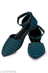 Striped mesh ankle bellies for women, ideal for party and casual-formal wear, available in sizes IND-4 to IND-8 (Made in India)
