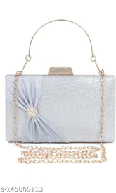 Synthetic premium quality new fancy clutch bag for girls, solid net pattern, free size (L:9in, W:4in), origin India