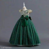Embellished net dress gown for girls (1-12 years), Indian traditional attire with short sleeves