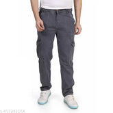 Classic Blue 100% cotton denim Mens 6 Pocket cargo jeans with multiple pockets, button fly closure, reinforced stitching, adjustable ankle cuffs - Regular fit