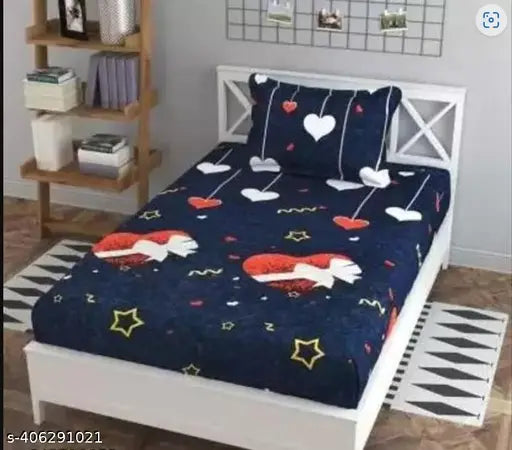 Cotton botanical single bedsheets & pillow covers set, ideal for summer - 2 pieces, size 60x113 (India)