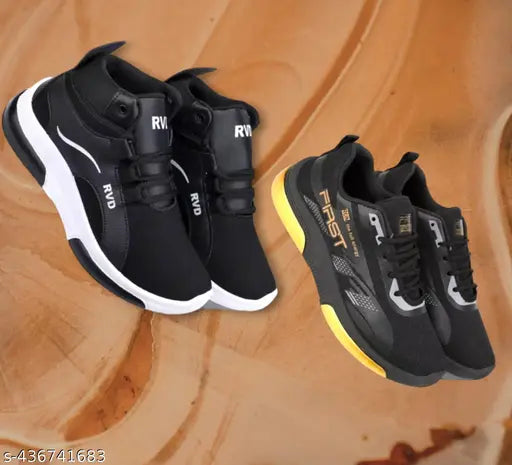 NCC black PVC sole men's running shoes combo pack for boys, ideal for training gym sessions (sizes: 4-5, 5-6, 6-7, 7-8, 8-9, 9-10, 10-11, 11-12; made in India)