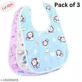 Multicolor GOBS waterproof bibs pack of 3, quick dry, lightweight, soft fabric, easy-to-handle baby accessory for feeding, India origin