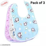 Multicolor GOBS waterproof bibs pack of 3, quick dry, lightweight, soft fabric, easy-to-handle baby accessory for feeding, India origin