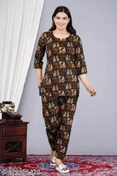 Rayon marwadi print nightsuit for women, limited edition premium cotton comfort sleepwear from PARWATI or Vanshi, India