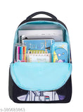 Blue waterproof polyester school backpack with pencil stationery pouch, free size (25cm x 15cm), ideal for school-going boys and girls