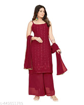 Maroon embroidered georgette party set by Altecia's Vogue Vision: trendy, elegant fashion for celebrations