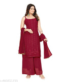 Maroon embroidered georgette party set by Altecia's Vogue Vision: trendy, elegant fashion for celebrations