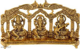Laxmi Ganesh Sarawati Peacock Metal Frame, Indian handcrafted idol for home, temple, or office gifting, symbolizing luck and happiness. Size: 25*6*15 cm (5.5"x2.5"x11")