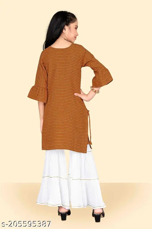 Viscose rayon straight kurta sets, solid pattern for kids aged 5-13, Indian traditional wear without dupatta on display