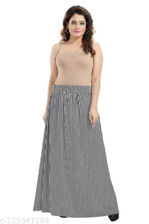 Printed polyester flare long skirt for women, free size, made in India