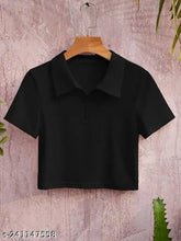 Collar zip cotton T-shirt, short sleeves, solid color, XS-XXXL sizes available