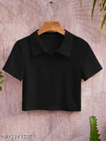 Collar zip cotton T-shirt, short sleeves, solid color, XS-XXXL sizes available