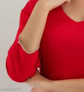 Rayon three-quarter sleeve solid gown, stylish and beautiful, India-made for sizes M, L, XL, XXL