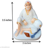 Marble SaiBaba Dwarkamai Idol (4 inches) - Perfect for home decor or car dashboard, great gift option