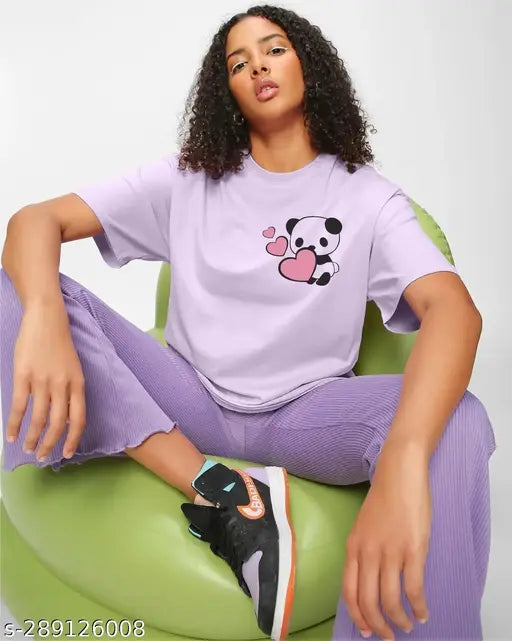 Cotton blend oversized printed tee, XL (45in bust, 29in length), Indian fashion for women