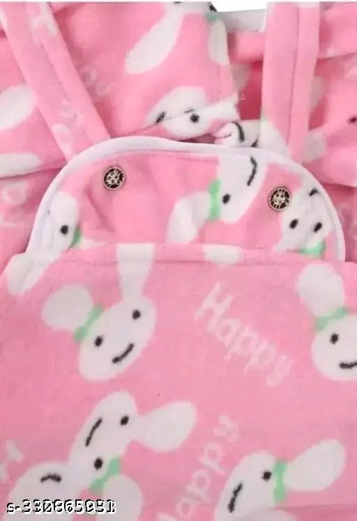Woolen printed dungaree suits for kids, warm winter wear in 0-3 months size