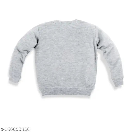 Grey cotton blend milange sweatshirt with graphic print for toddler boys, ideal for winter partywear