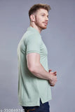 Green cotton blend 3BROS polo neck short sleeve men's t-shirt, trendy graphic design on eco-friendly fashion essential