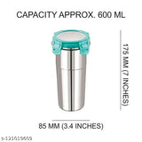 Multicolor stainless steel travel tumbler (600ml) with airtight lid, ideal for coffee, tea, milk, lassi, and butter milk, durable and leak-proof, made in India