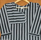 Striped cotton kurti for women, three-quarter sleeves, Indian fashion accessory in single sizes S-XXXL