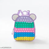 Multicolor large silicone pop-it backpack with adjustable strap, ideal for school, party, picnic. Soft, durable, and fun design, perfect for stress relief fidget toy style