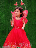 Embellished net, sleeveless Hazu Pari Frock with wings for kids (18-24M, 3-4Y, 4-5Y, 5-6Y), India