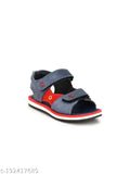 Blue leather and PVC open toe sandals with Velcro closure for boys' casual wear