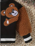 Polycotton embroidered bear teddy wind cheater jacket for kids, warm and durable winter clothing