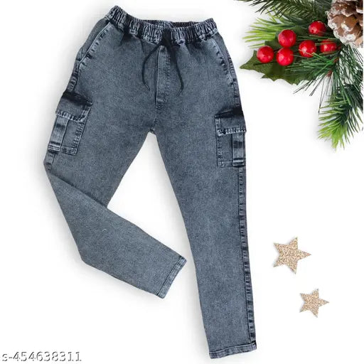 Black denim jogger pant for men & boys. High-quality dyed/washed denim joggers by NR Mart." (108 characters)