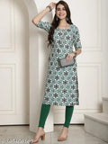 New crepe traditional kurtis, three-quarter sleeves, printed combo - S (34in bust, 44in length), soft hand wash, India