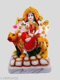 Multicolor marble finish Maa Durga statue, 14cm tall. Decorative Indian god idol, versatile for home altar or puja room